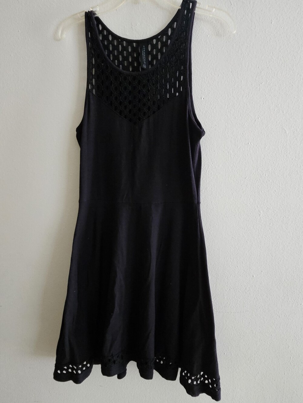 Aéropostale Black Fit & Flare Dress Crochet Mesh Detail Size XS